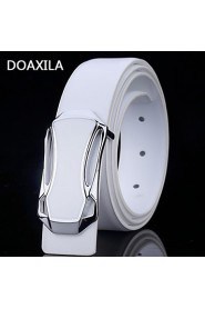 Unisex Party/Work/Casual Calfskin Waist Belt men's leather belt leather belt buckle width 3.3cm white black