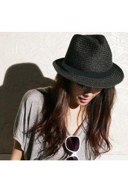 Unisex Straw Fedora Hat , Vintage/Casual Summer