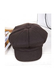 Pure Color Wool Hat British Retro Octagonal Cap