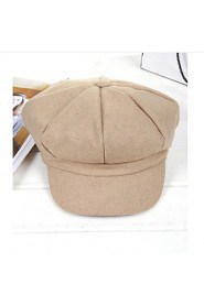 Pure Color Wool Hat British Retro Octagonal Cap