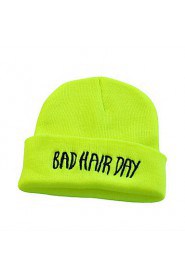 Unisex Knitwear Casual Wool Knitwear Fluorescent Yellow Letter Embroidery Hat