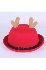 Women Candy Color Belt Buckle Curling Antlers Dome Wool Hat