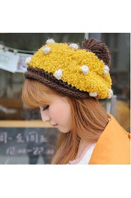 Women Fall And Winter Warm Wool Polka Dot Fashion Cake Shape Knit Hat