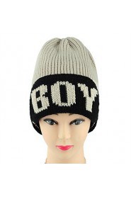 Women Casual Warm Winter Wool Knitted Letters Anti-snow Ski Hat