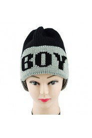 Women Casual Warm Winter Wool Knitted Letters Anti-snow Ski Hat