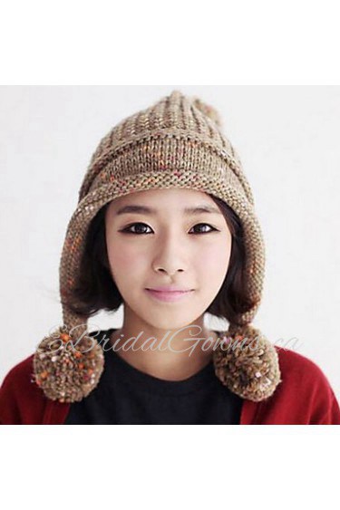 Women Knitwear Korean Cute Balls Wool Knit Hat