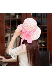 Women Straw Bow Fedora Hat,Cute/ Party/ Casual Spring/ Summer/ Fall