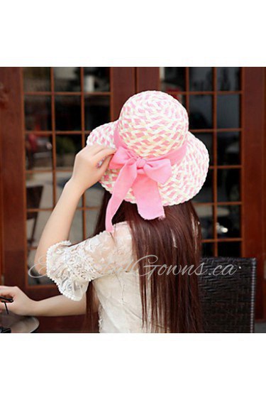 Women Straw Bow Fedora Hat,Cute/ Party/ Casual Spring/ Summer/ Fall