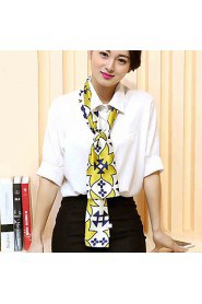 Women Long Paragraph Yellow Geometric Pattern Printing Multi-purpose Scarf Fashion Career Decorative Work Casual Silk