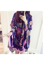 Spring New Female Sun Oversized Scarves Flowers Cotton Long Shawl