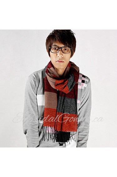 Unisex Wool Casual Men's Plaid Cashmere Fringed Scarves Warm Scarf