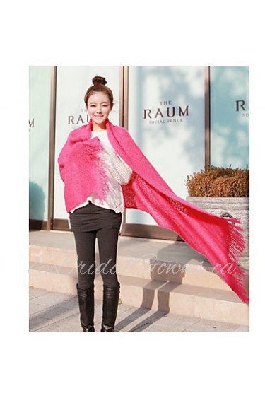 Hippocampus Wool Fringed Hollow Solid Color Thickening Lengthen Female Scarf Shawl