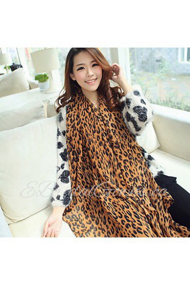 Oversized Chiffon Leopard Scarf Female Long Shawl
