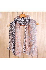 Super Long Voile Pink Leopard Chain Scarf Shawl