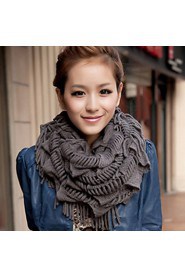 Women Tassel Thickening Pure Color Long Wool Scarf