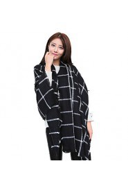 Women's Large Size Plaid Knitted Scarf