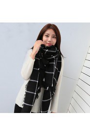 Women's Large Size Plaid Knitted Scarf