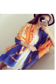 Women Super Wide Golden Chain Shawls Scarf Twill Cotton Printing Silk scarves