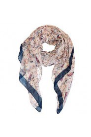 Women's Cute Vintage Lightweight Soft Colorful Floral Blossom Hummingbird Print Fashion Scarf