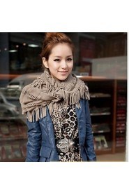 Women Tassel Thickening Pure Color Long Wool Scarf