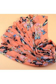 Women's Ms Qiu Dong The New Extension Han Edition Printed Silk Scarves Shawls Velvet Chiffon WR103 Orange