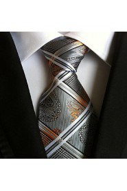 Men Wedding Cocktail Necktie At Work Gray White Pattern Tie