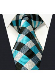 Men's Tie Checked Laight Blue 100% Silk Business