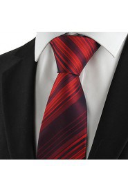 Men's Tie Necktie Burgundy Red Striped Wedding/Business/Party/Work/Casual With Gift Box