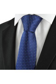 Men's Tie Dark Blue Polka Dots Necktie With Gift Box Wedding/Business/Party/Cocktail/Casual