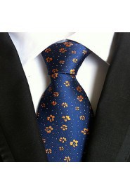 Men Wedding Cocktail Necktie At Work Blue Yellow Flower Tie