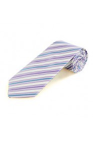 Men's Striped Blue Lavender Purple Microfiber Tie Necktie For Party Holiday With Gift Box