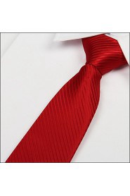 Red Oblique Striped Tie Polyester Silk Jacquard Necktie