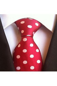 Men Wedding Cocktail Necktie At Work Red White Dot Tie