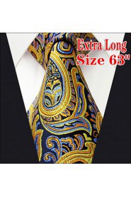 Men's Tie Yellow Paisley 100% Silk Business New Wedding