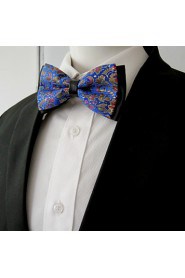 Men's Black Blue Floral Bow Tie Pre-tied Dress Wedding Blend Ajustable SilkBlend Wedding