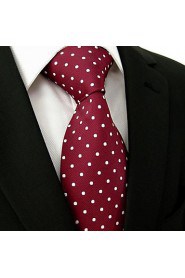 S15 Red Dots Maroon Wedding Necktie Men's Tie Fashion Extra Long