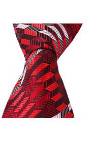 New Black Red White Leisure Silk Tie Men Jacquard Necktie
