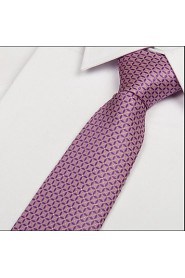 Pink Square Polyester Silk Arrow Jacquard Men Necktie Tie