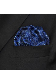 Men's Casual Paisley Navy Blue Pocket Square