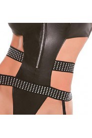 Women's Crystal Leather Sexy Lingerie Backless Bondage