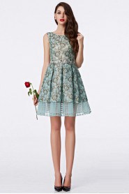 Scoop A-line Lace Hollow Out Cocktail Party / Prom Dress