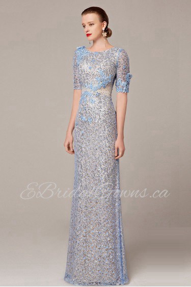 Hollow Out Scoop Evening Dress Floor-length Sheath / Column