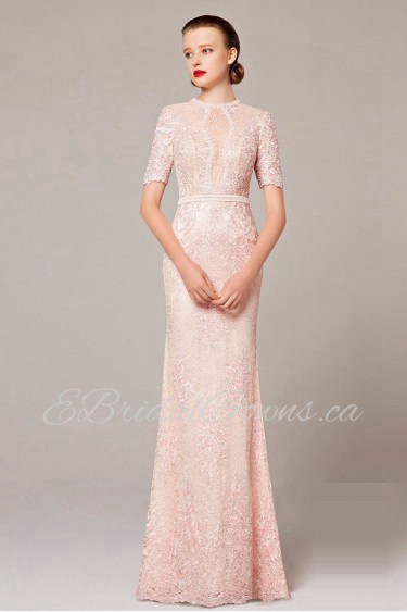 Trumpet / Mermaid High Neck Evening Dress Floor-length with Embroidery / Crystal