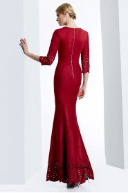 Trumpet / Mermaid Scoop 3/4 Length Sleeve Evening Dress Floor-length with Crystal