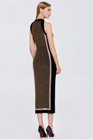 Halter Evening Dress Sheath / Column Tea-length