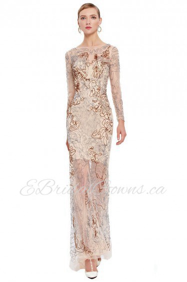 Scoop Hollow Out Evening Dress Floor-length Sheath / Column