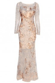 Scoop Hollow Out Evening Dress Floor-length Sheath / Column