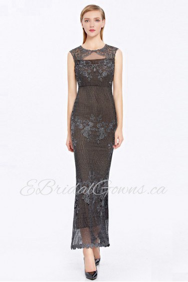 Scoop Evening / Prom Dress Sheath / Column Ankle-length