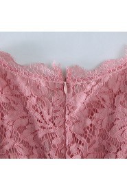 A-line Lace Knee-length 3/4 Length Sleeve Scoop Mother of the Bride Dress