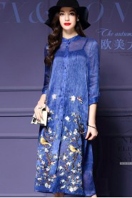 Knee-length 3/4 Length Sleeve Jewel Embroidery Mother of the Bride Dress